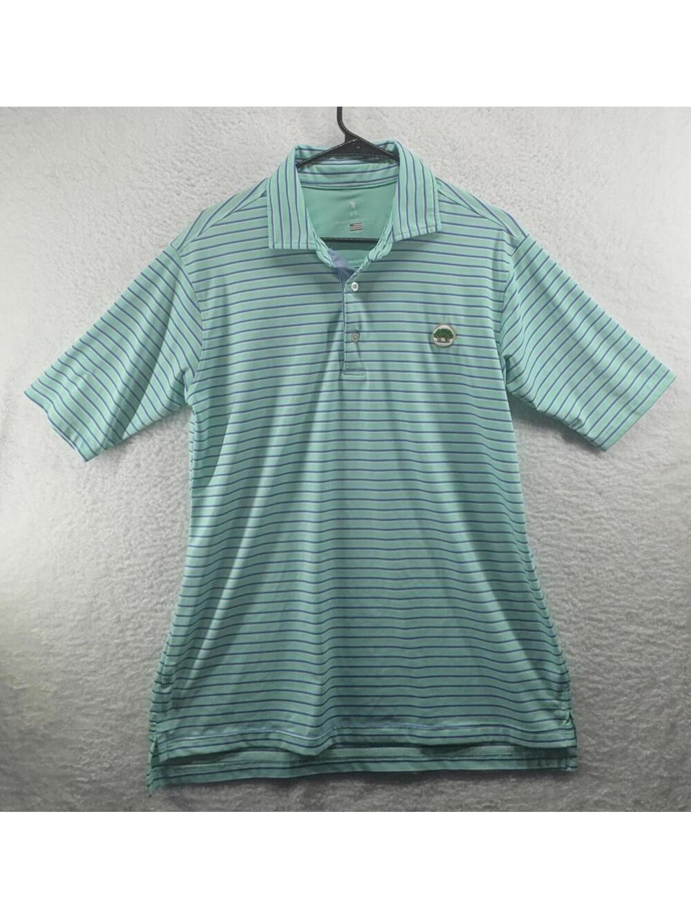 Fairway & Greene Performance Polo Augusta Logo Mens Medium Made In USA Striped